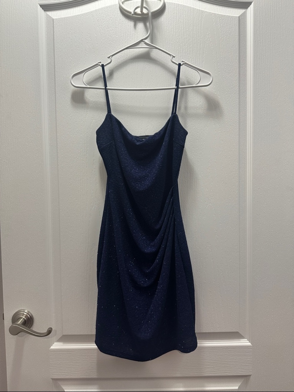 Navy Sparkle Draped Slip Dress - Women